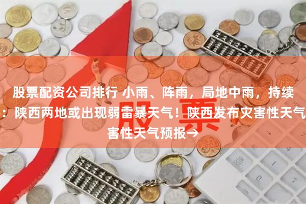 股票配资公司排行 小雨、阵雨，局地中雨，持续！警惕：陕西两地或出现弱雷暴天气！陕西发布灾害性天气预报→